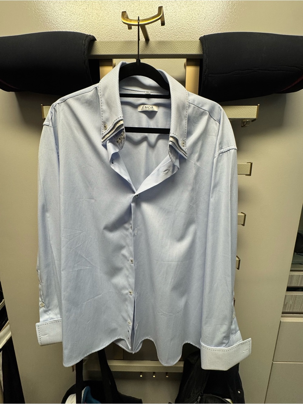 Men's Light Blue Dress Shirt with Contrast Inner Collar